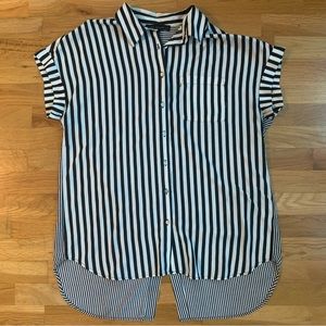 Jane + Delancey Black & White Striped Button Down Top